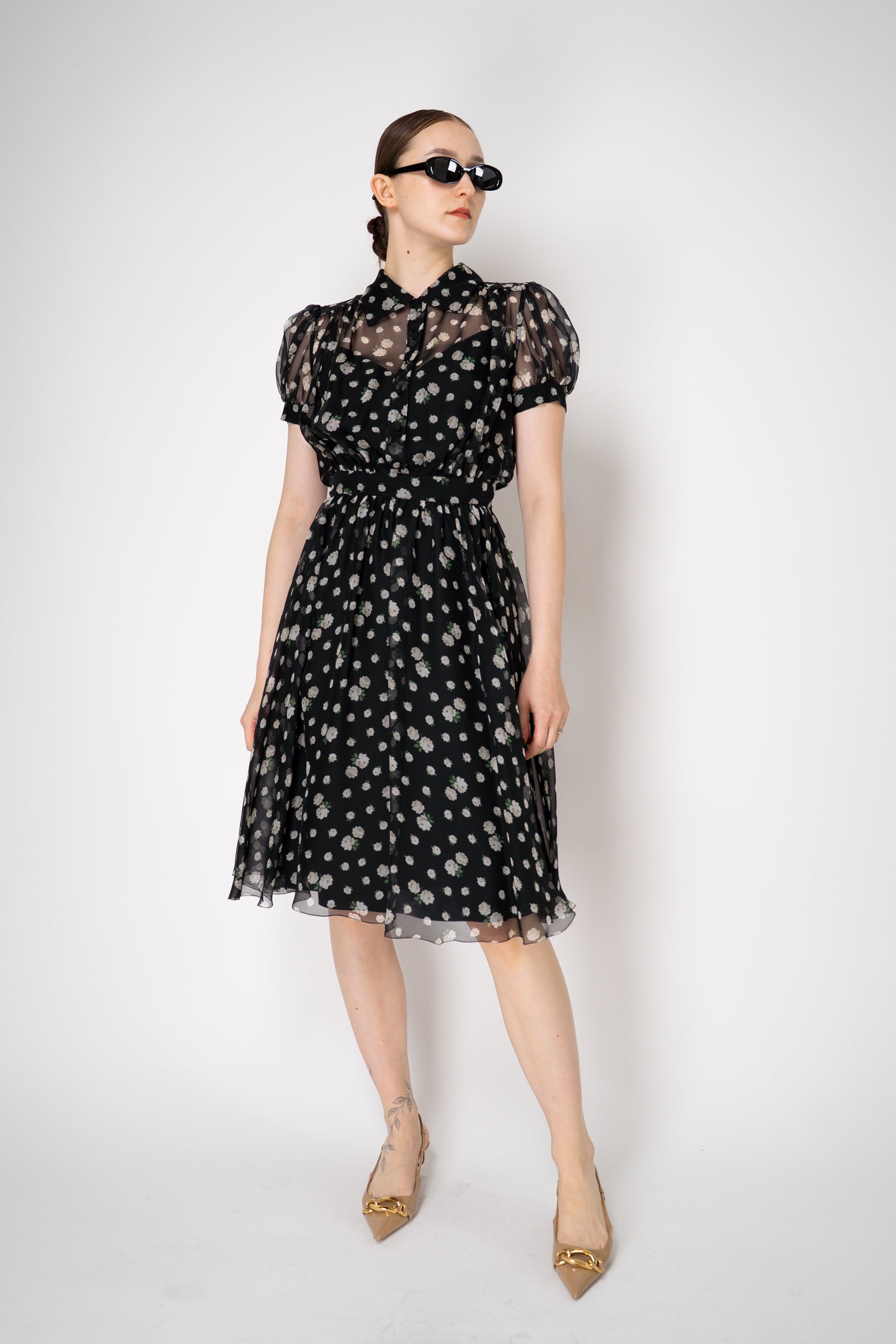 short sleeve black and white dress Dolce & Gabbana Floral Silk in – Ashia Mode Rhea 2026 Wedding Dress Ivory Size:Y/M (10) 97% polyester/3% spandex