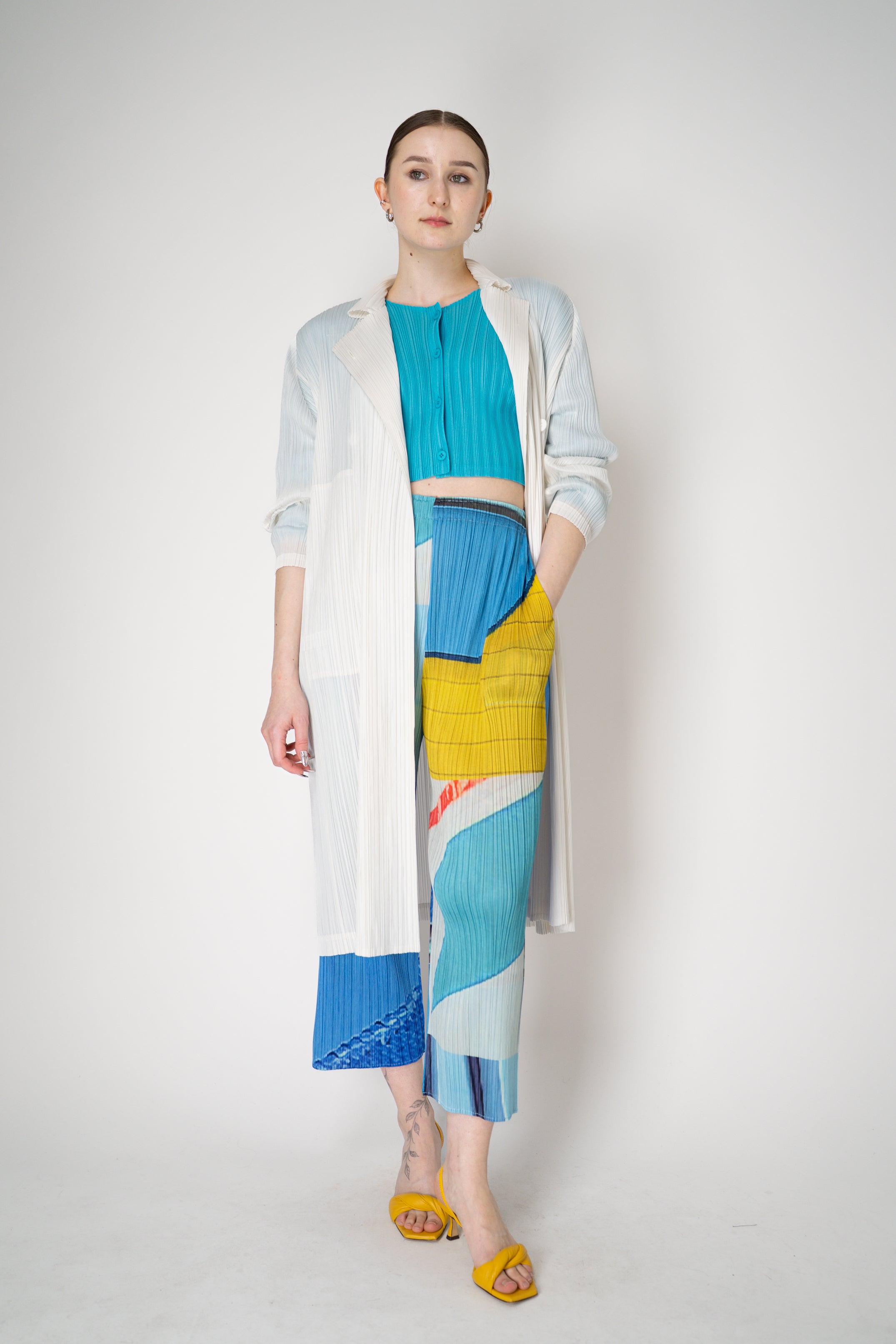 Pleats Please Issey Miyake Monthly Colors: February Collared Coat