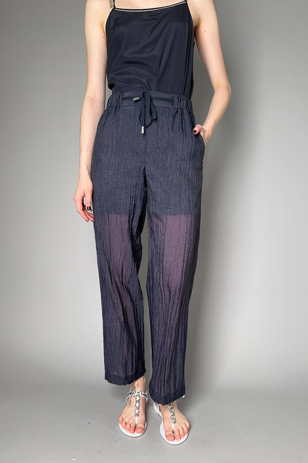 Peserico Textured Organdy Jogger Pants in Navy