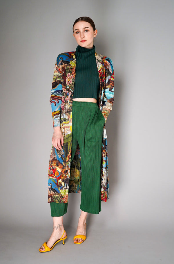 Pleats Please Issey Miyake Aurora Jungle Coat in Multicolour