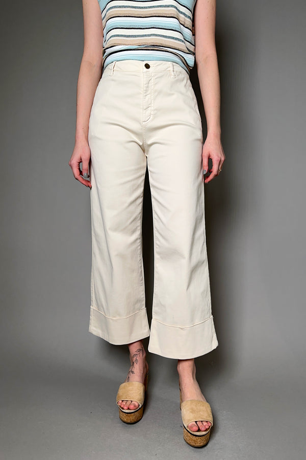 D. Exterior Wide Cropped Cuffed Jeans in Cream
