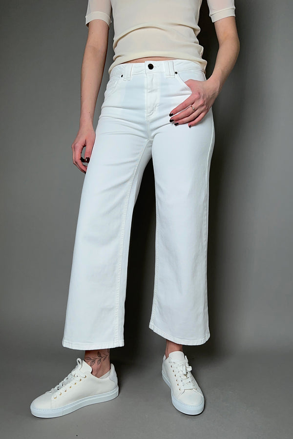 D. Exterior Cropped Wide Jeans in White