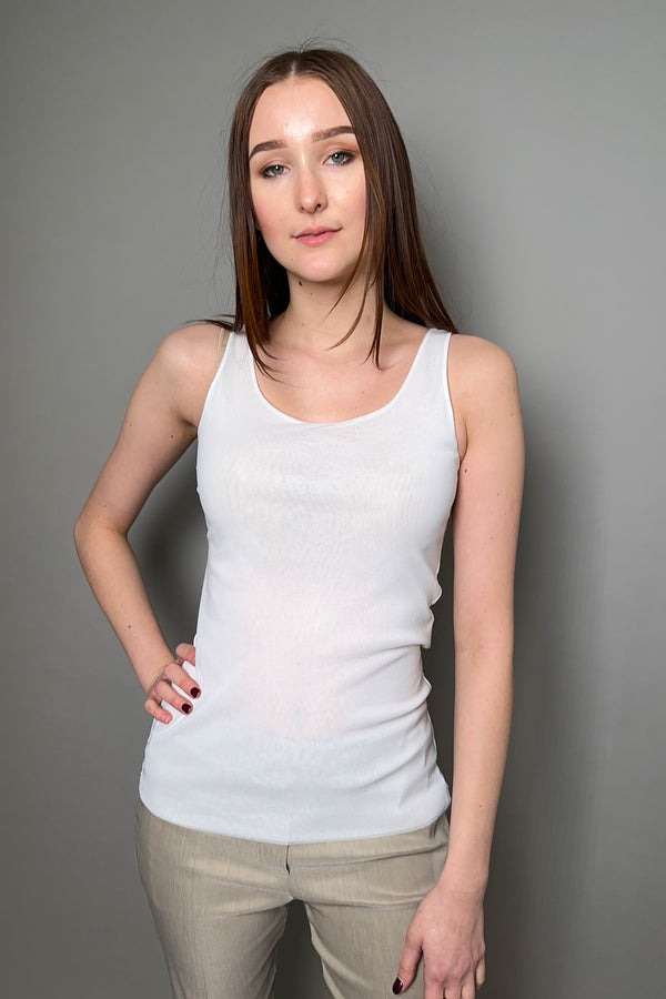 D. Exterior Stretch Tulle Tank Top in White