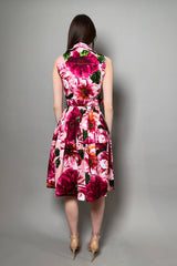 Samantha Sung Cotton Stretch "Claire" Shirt Dress in Giant Poppy Print - Ashia Mode