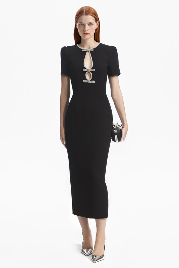 Self-Portrait Crepe "Diamante" Midi Dress