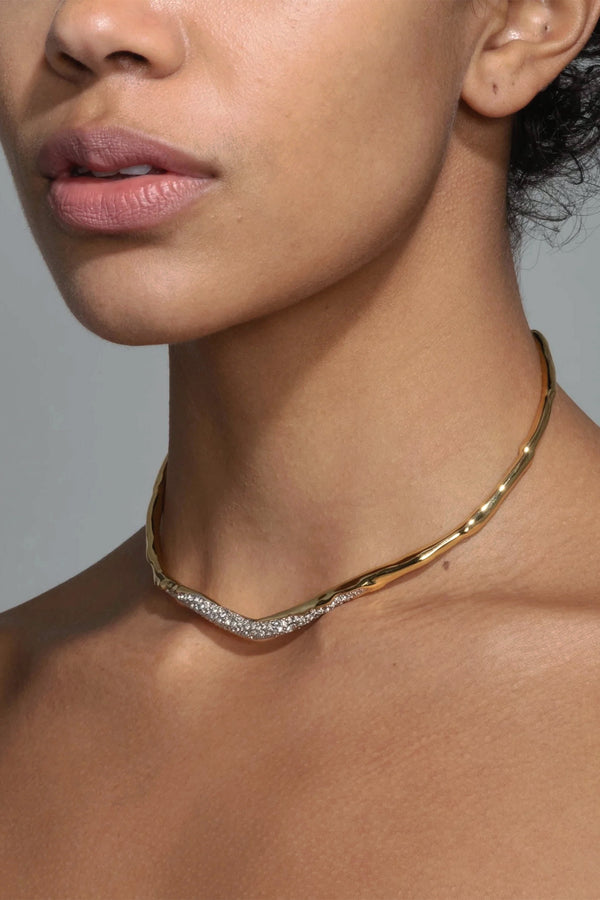 Alexis Bittar Solanales Gold Crystal Skinny Collar