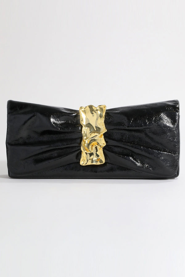 Alexis Bittar Gold Ribbon Convertible Shoulder Bag in Black