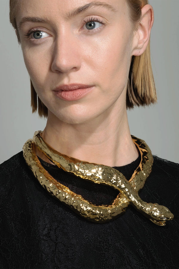 Alexis Bittar Gold Serpent Coiled Statement Necklace in Gold
