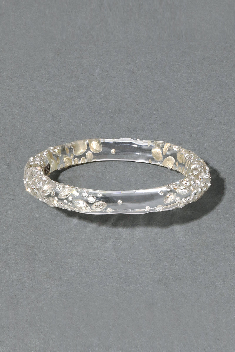 Alexis Bittar Clear Confetti Crystal Lucite Skinny Magnetic Hinge Bracelet