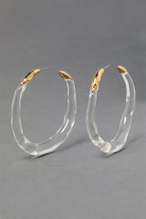 Alexis Bittar Liquid Ilussion Clear Large Hoop Earrings with Molten Gold Tip Vancouver. Shop Online or in Store. 