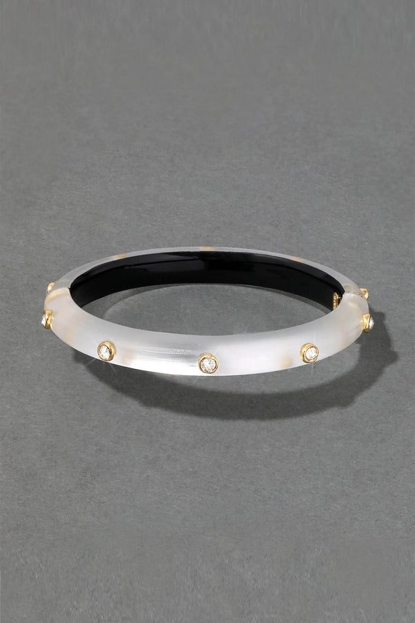 Alexis Bittar Crystal Studded Lucite Hinge Bracelet in Silver Vancouver. Shop Online or in Store. 
