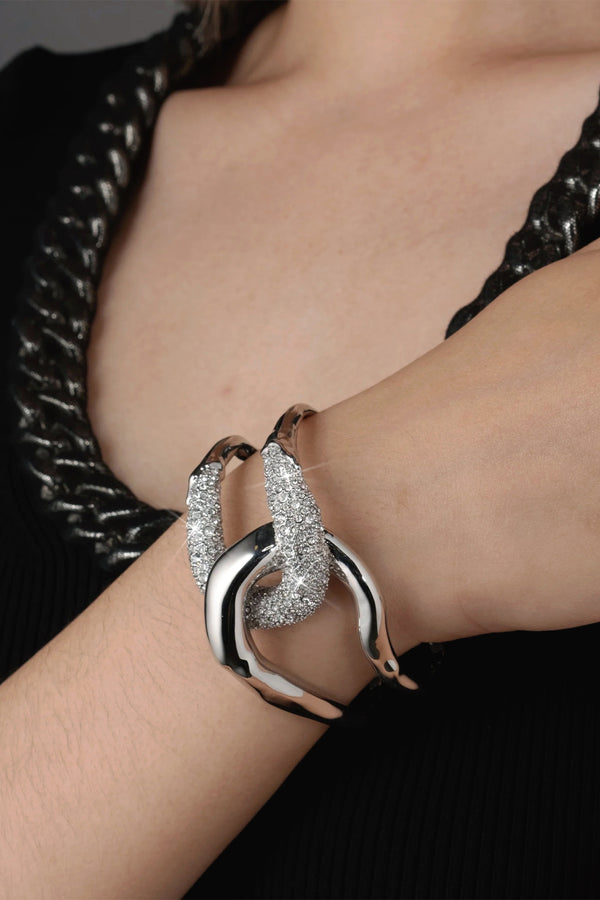 Alexis Bittar Solanales Silver Crystal Interlocked Cuff Bracelet