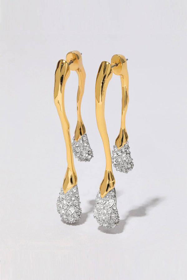 Alexis Bittar Solanales Crystal Front with Double Drop Earring in Gold