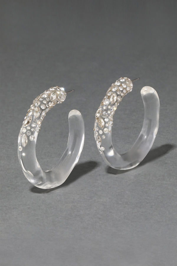 Alexis Bittar Clear Confetti Crystal Lucite Hoop Earring