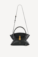 Balmain Smooth Leather Small Pulse Day Hourglass Bag in Black