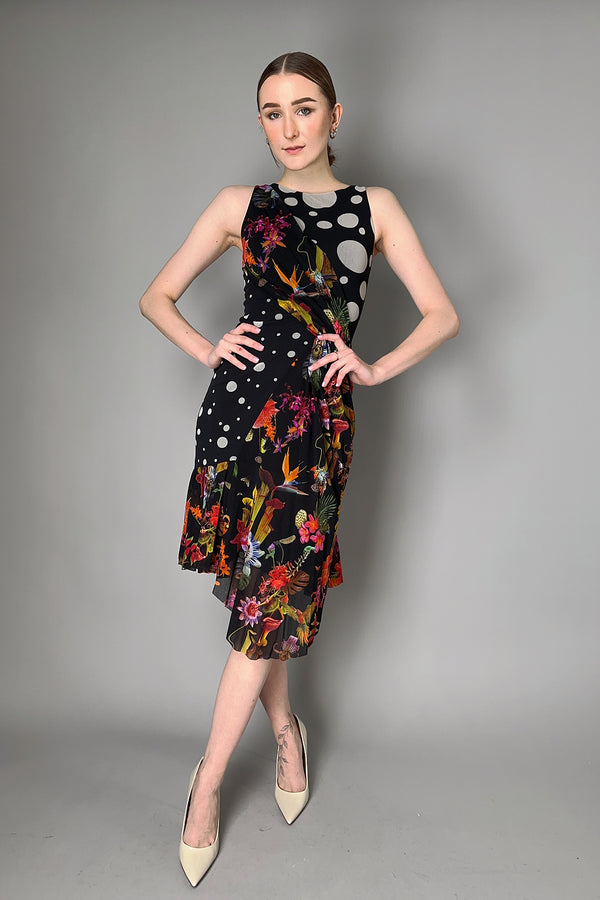 Fuzzi Pleated Floral Polka-Dot Stretch Tulle Dress- Ashia Mode- Vancouver, BC