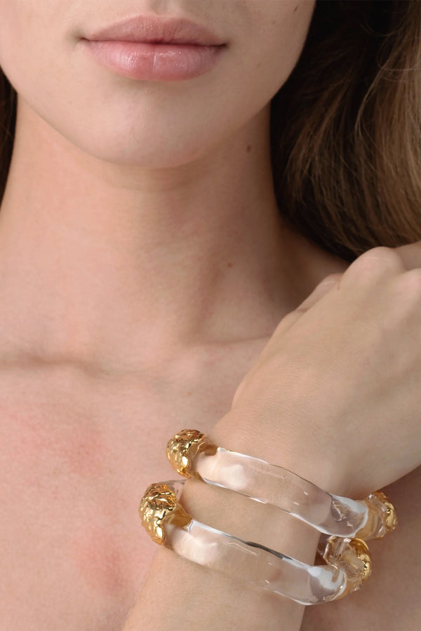Alexis Bittar Clear Molten Gold Spaltter Hinge Bracelet