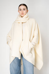 Fabiana Filippi Wool Poncho with Detachable Scarf in Vanilla