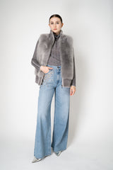 Rocco Ragni Reversible Brushed Shearling Vest in Grey