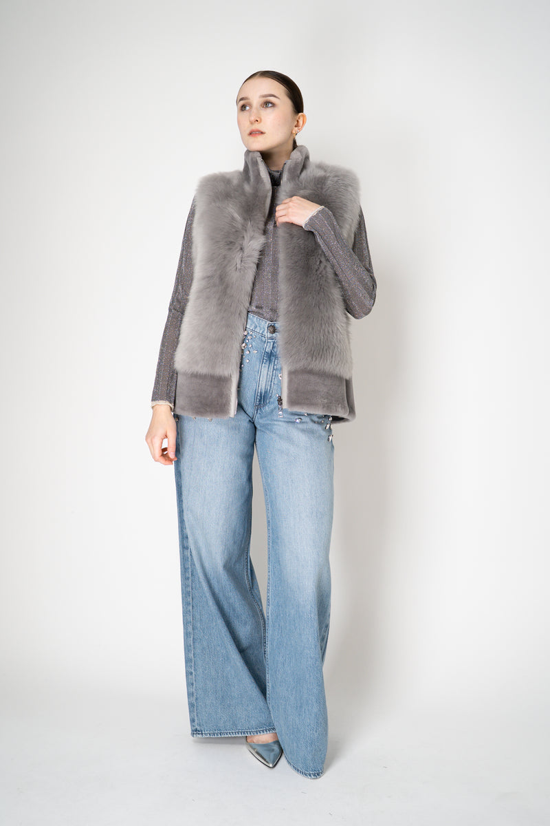 Rocco Ragni Reversible Brushed Shearling Vest in Grey