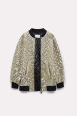 Dorothee Schumacher Shimmering Attraction Oversized Quilted Sequin Jacket in Gold Vancouver. Shop Online or in Store.
