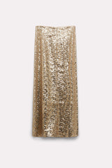 Dorothee Schumacher Shimmering Sequined Comfort Skirt in Gold- Ashia Mode- Vancouver, BC