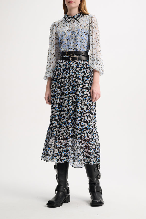Dorothee Schumacher Blooming Meadow Mixed Print Midi-Dress Vancouver. Shop Online or in Store.