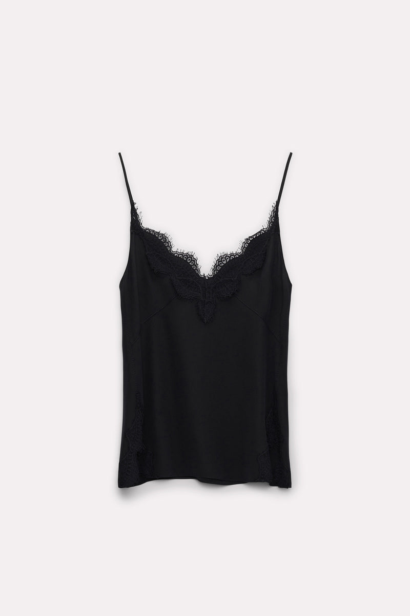 Dorothee Schumacher Sophisticated Volumes Silk Camisole with Lace in Black