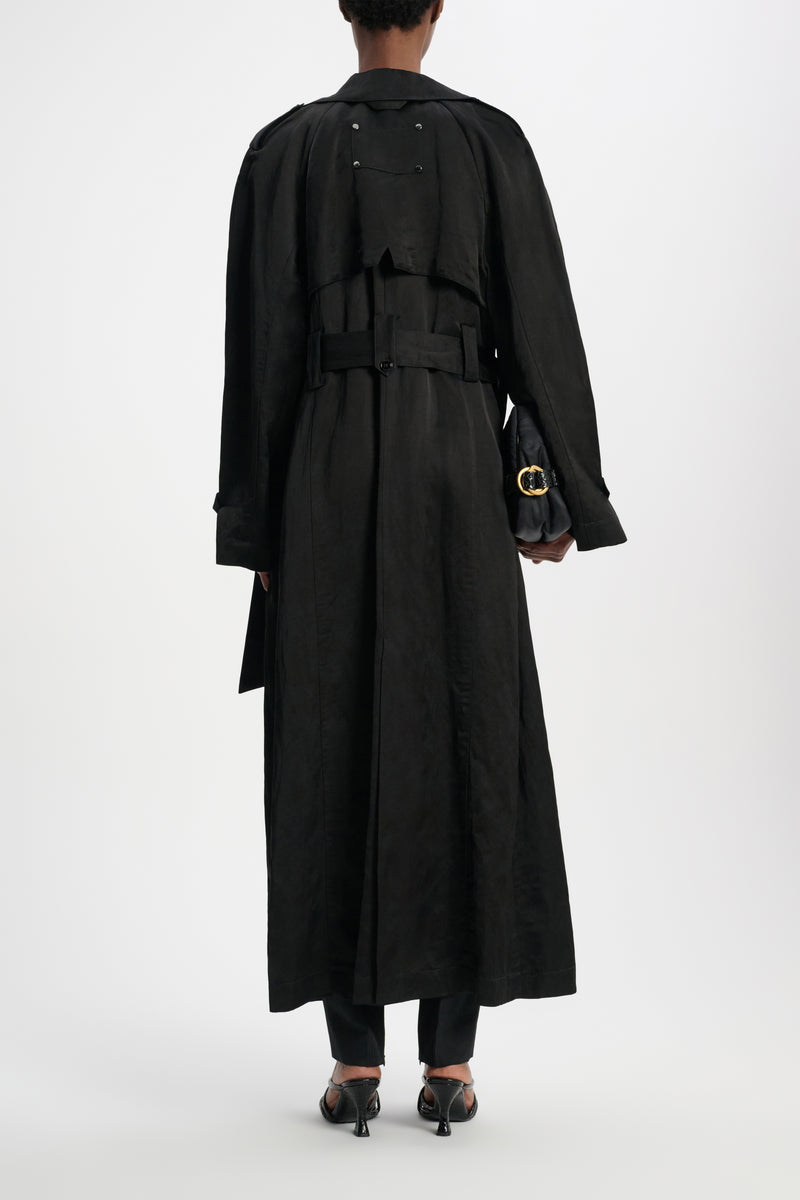 Dorothee Schumacher Slouchy Double-Breasted Trench Coat in Black