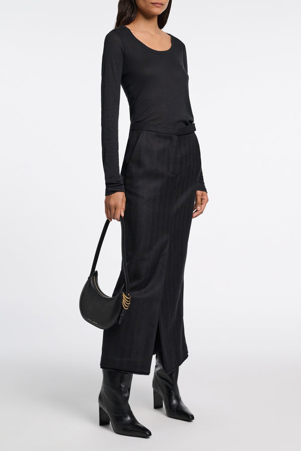 Dorothee Schumacher Ballet Neck Long Sleeve Casual Top in Black Vancouver. Shop Online or in Store.
