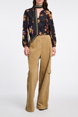 Dorothee Schumacher Flower Print Silk Twill Blouse in Multicolour Vancouver. Shop Online or in Store.
