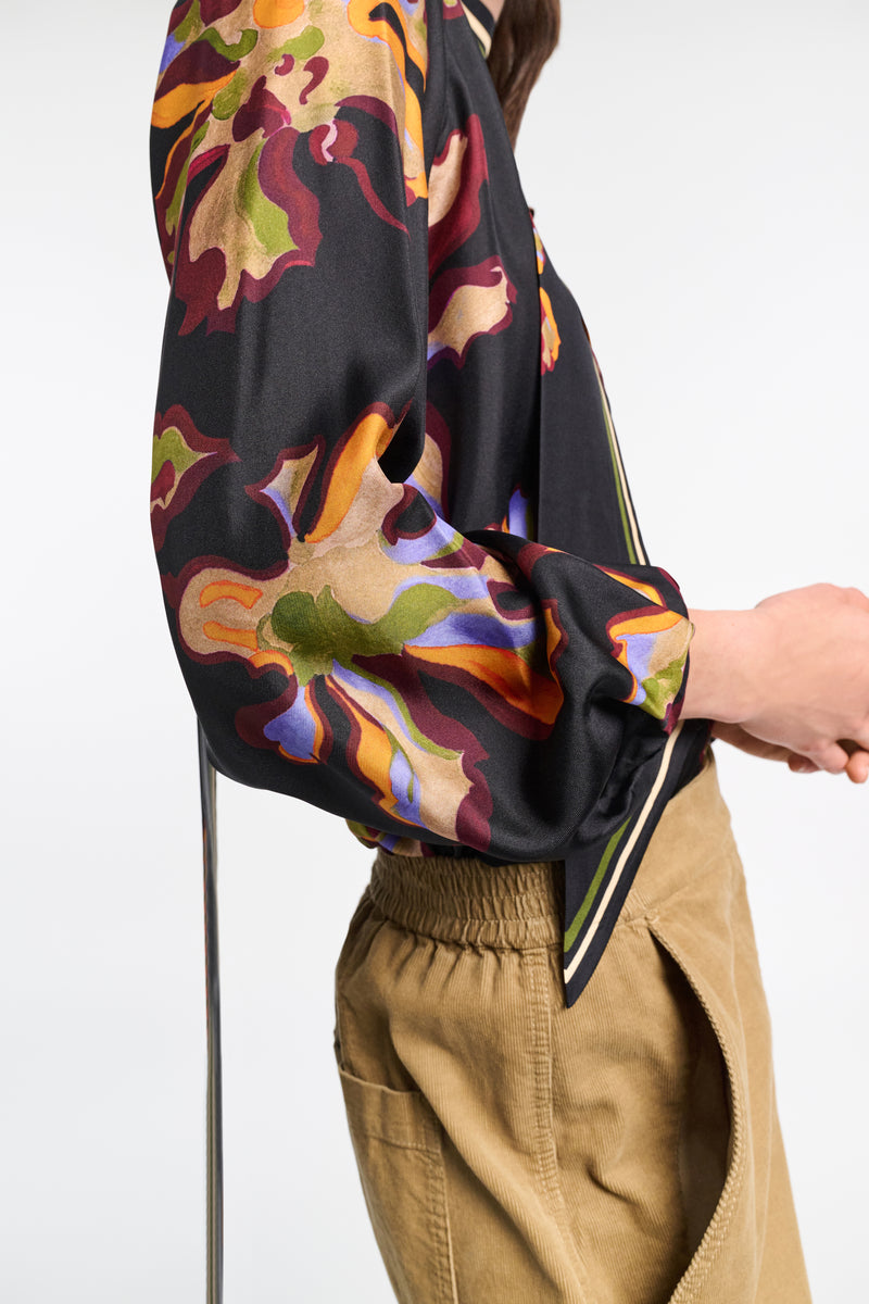 Dorothee Schumacher Flower Print Silk Twill Blouse in Multicolour Vancouver. Shop Online or in Store.
