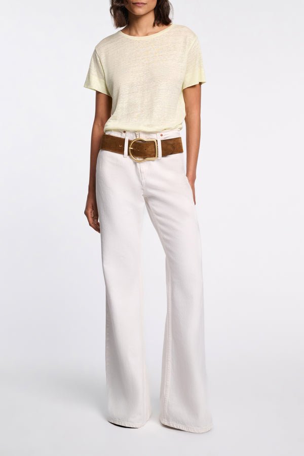 Dorothee Schumacher Round Neck Hemp T-Shirt in Yellow