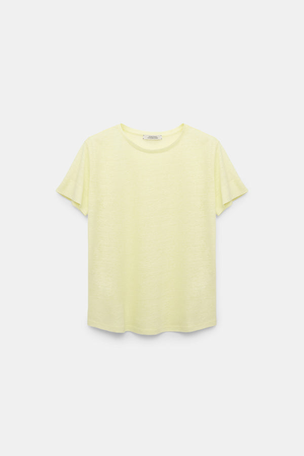 Dorothee Schumacher Round Neck Hemp T-Shirt in Yellow