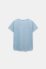 Dorothee Schumacher Round Neck Hemp T-Shirt in Blue