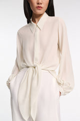 Dorothee Schumacher Silk Georgette Tie Blouse in Shadow White