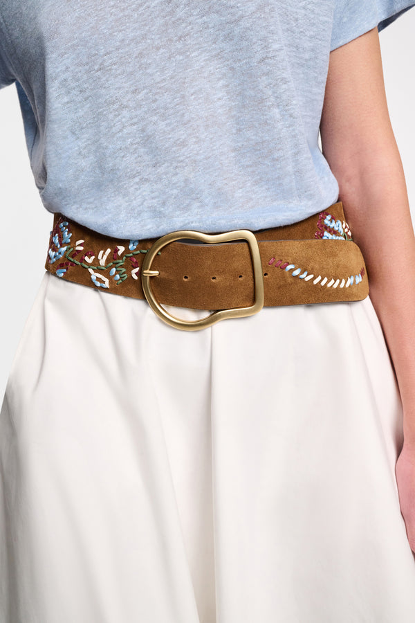 Dorothee Schumacher Embroidered Suede Belt Vancouver. Shop Online or in Store.