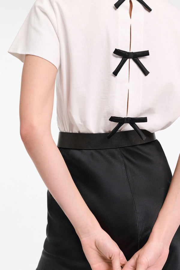 Dorothee Schumacher T-Shirt with Satin Bows on the Back in White