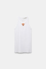 Dorothee Schumacher Ribbed Tank Top with Embellished Organza Detail in White