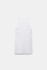 Dorothee Schumacher Ribbed Tank Top with Embellished Organza Detail in White