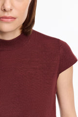 Dorothee Schumacher SIlk Merino Cap Sleeve Knit Top in Burgundy
