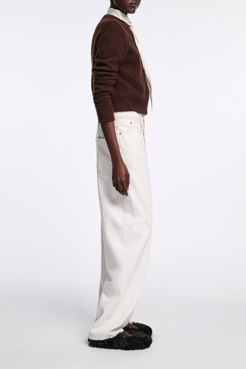 Dorothee Schumacher Round Neck Knit Cashmere Cardigan in Chocolate Brown