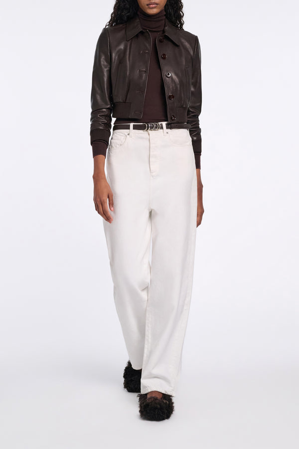 Dorothee Schumacher Seamless Fine Rib Merino Turtleneck in Chocolate Brown