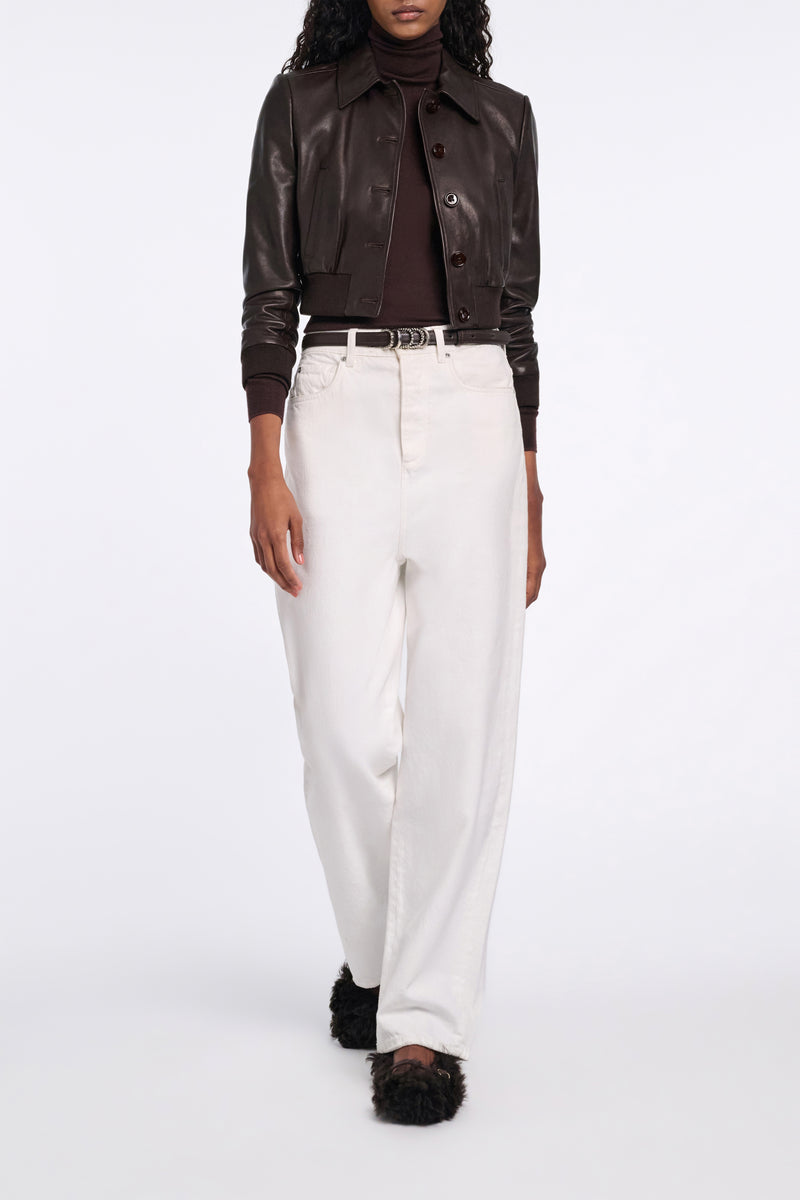Dorothee Schumacher Seamless Fine Rib Merino Turtleneck in Chocolate Brown