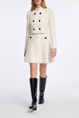 Dorothee Schumacher Double Breasted Cropped Knit Jacket in White