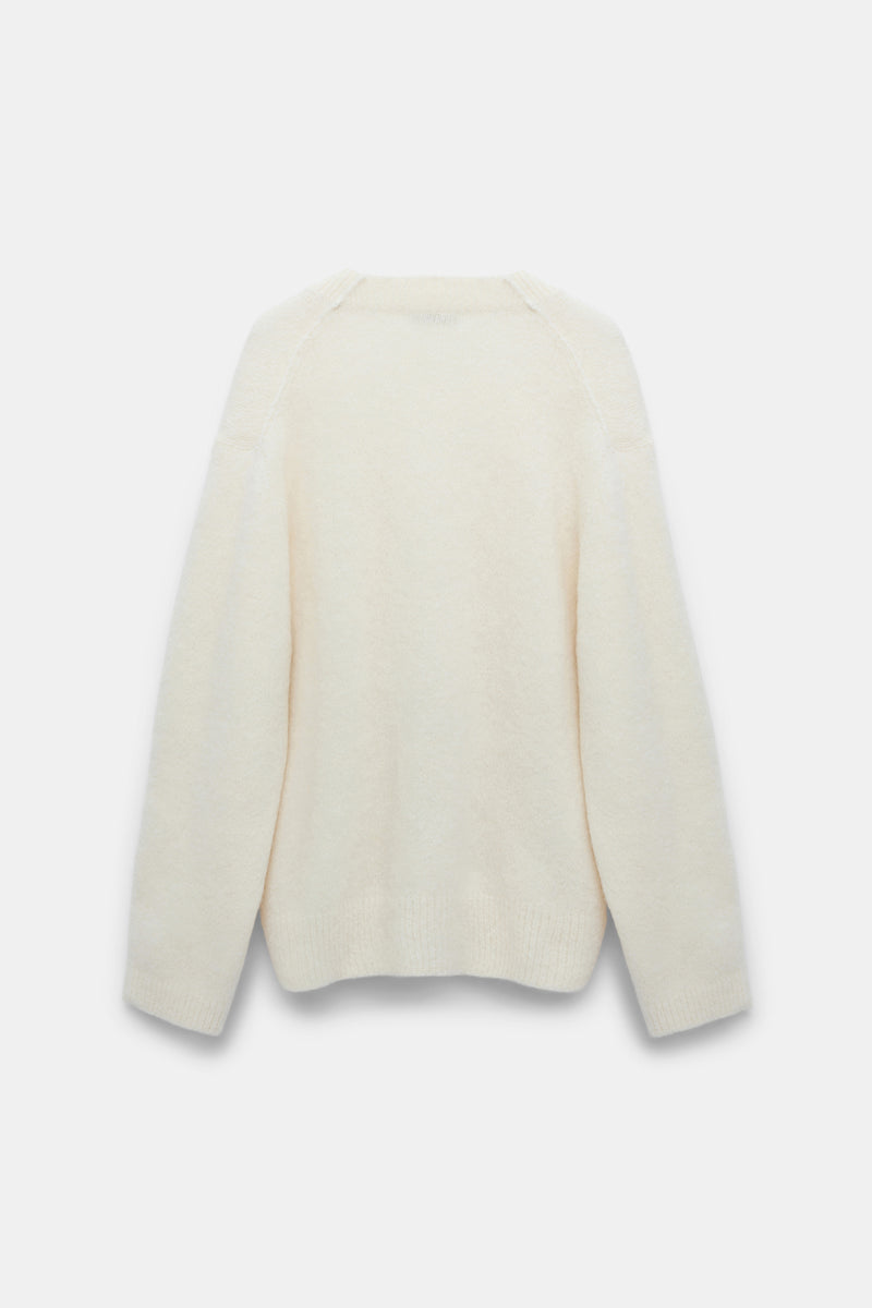 Dorothee Schumacher Alpaca Mix Deep V-Neck Cardigan in Off-White