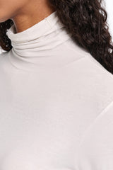 Dorothee Schumacher Long Sleeve Stretch Knit Turtleneck Pullover in White