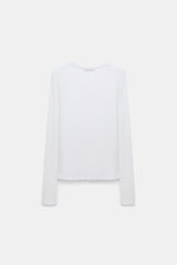 Dorothee Schumacher Stretch Knit Viscose Cashmere Long Sleeve Top in White