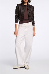 Dorothee Schumacher Stretch Knit Viscose Cashmere Long Sleeve Top in Chocolate Brown