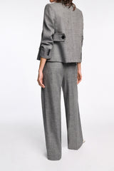 Dorothee Schumacher Wide Leg Virgin Wool Suiting Trousers in Pepper and Salt
